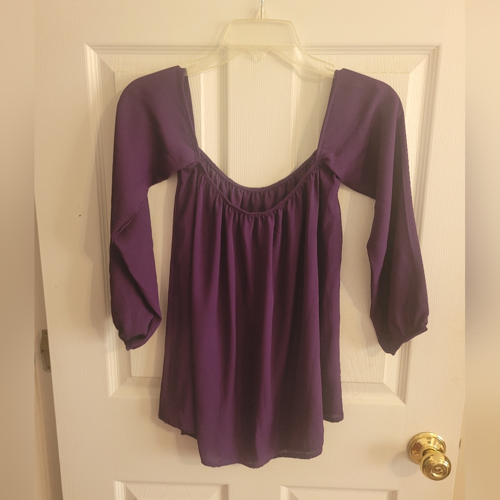 Emetla Purple Off Shoulder Blouse Top